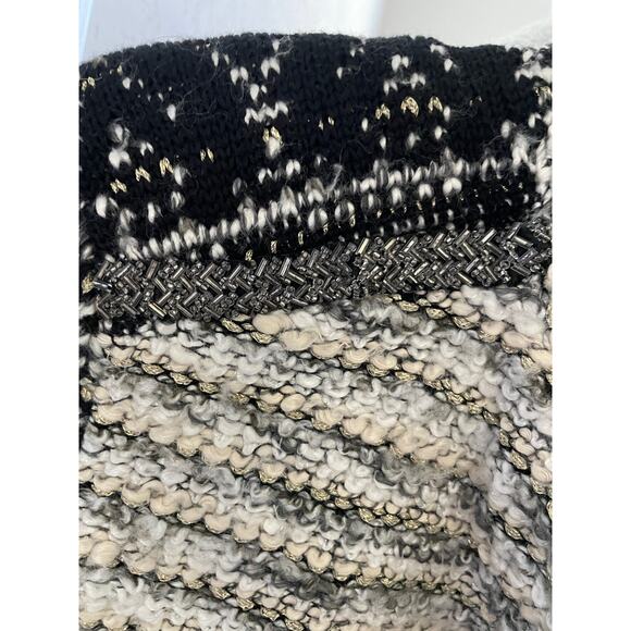 H&M Women’s Cardigan Sweater Jacket Black White - Picture 3 of 8